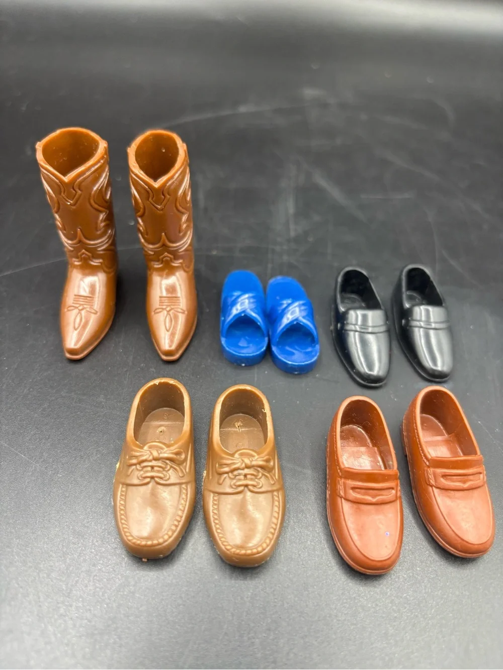 Vintage Ken Doll Shoes Barbie Cowboy Boots Sandals Brown Black Blue 5 Pair